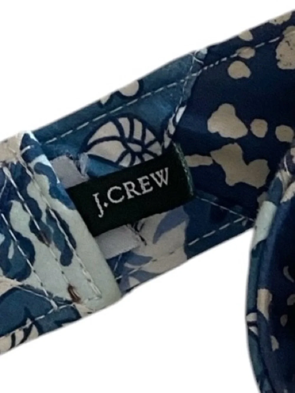 J. Crew Cotton Patchwork Belt Blue D-Ring 1.5” W x 40” L Preppy Boho - Picture 6 of 7